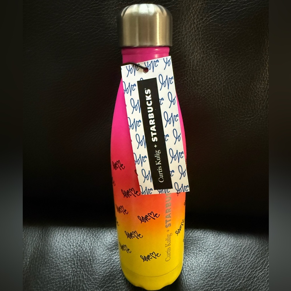 Starbucks X Curtis Kulig Swell Water Bottle Ombre pink/yellow "Love me" 17 oz